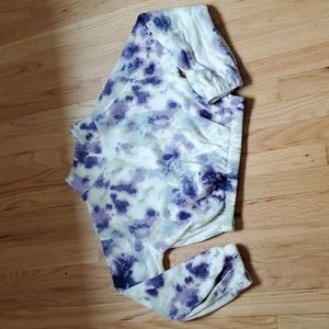 Fleece cropped sweater | Purple & White | Size XS